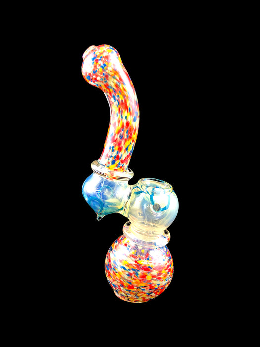 7" Fritted & Gold Fumed Double Ring Bubbler - SmokeZone 420