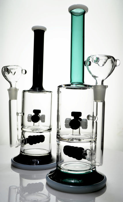11" Wheel & Drill Perc Double Chamber Water Pipe - SmokeZone 420