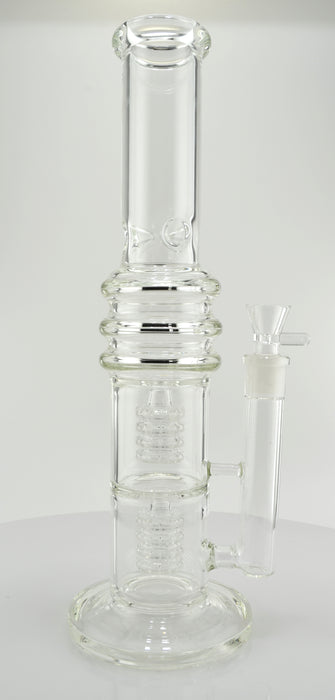 15" Clear Double Quad Shower Chamber Water Pipe - SmokeZone 420