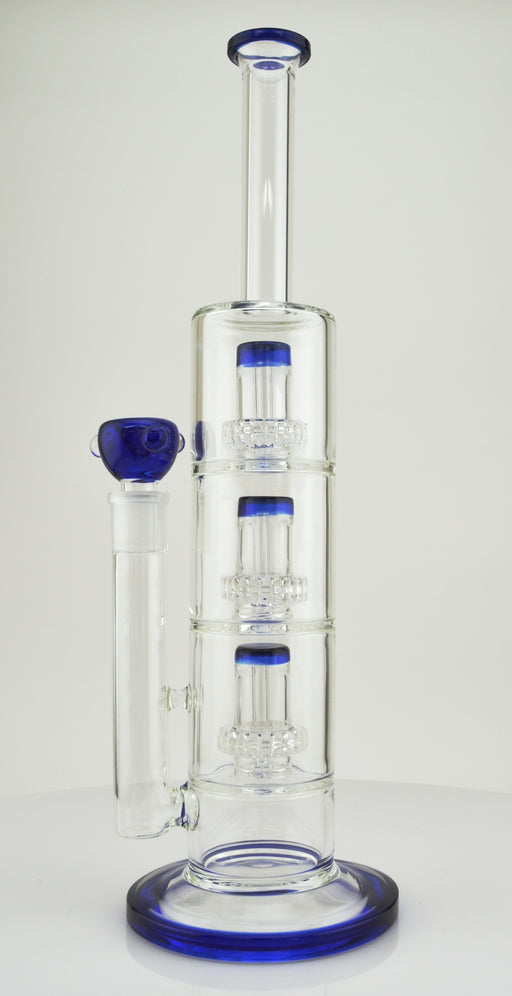 16" Triple Dome Perc Blue Color Water Pipe - SmokeZone 420