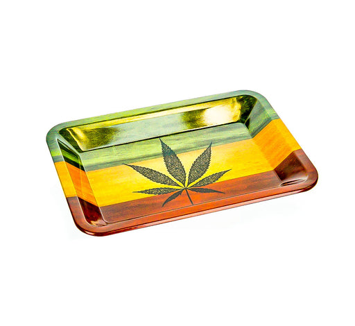 Rasta Leaf Rolling Tray 7"x5" - SmokeZone 420