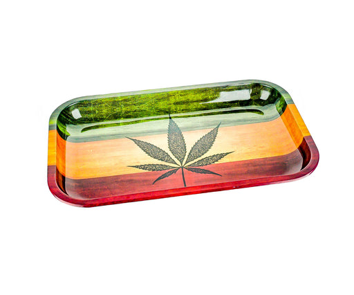 Rasta Leaf Rolling Tray 11"x7" - SmokeZone 420