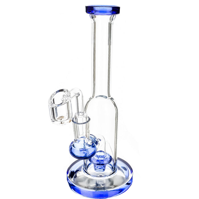 8" Round Body Straight Tube Dab Rig (ONLY AVAILABLE IN SMOKE GREY & TEAL) - SmokeZone 420