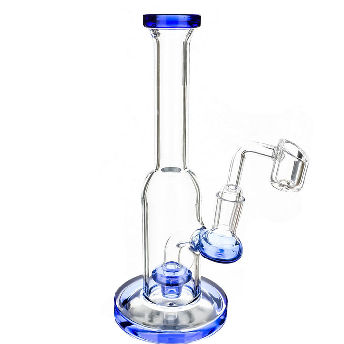 8" Round Body Straight Tube Dab Rig (ONLY AVAILABLE IN SMOKE GREY & TEAL) - SmokeZone 420