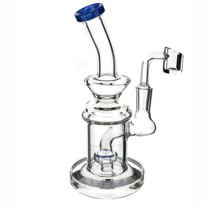 7" Clear Bent Color Mouth Shower Perc Dab Rig - SmokeZone 420