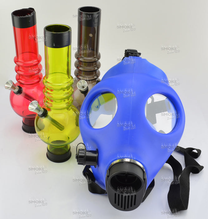 Blue Color Gas Mask With Acrylic Tube - SmokeZone 420