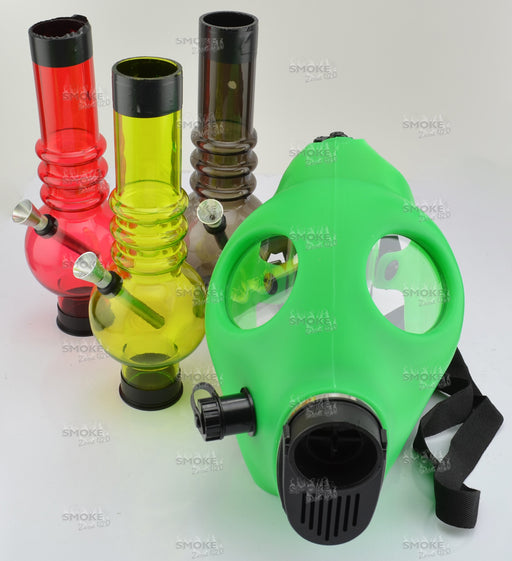 Green Color Gas Mask With Acrylic Tube - SmokeZone 420