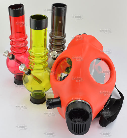 Red Color Gas Mask With Acrylic Tube - SmokeZone 420