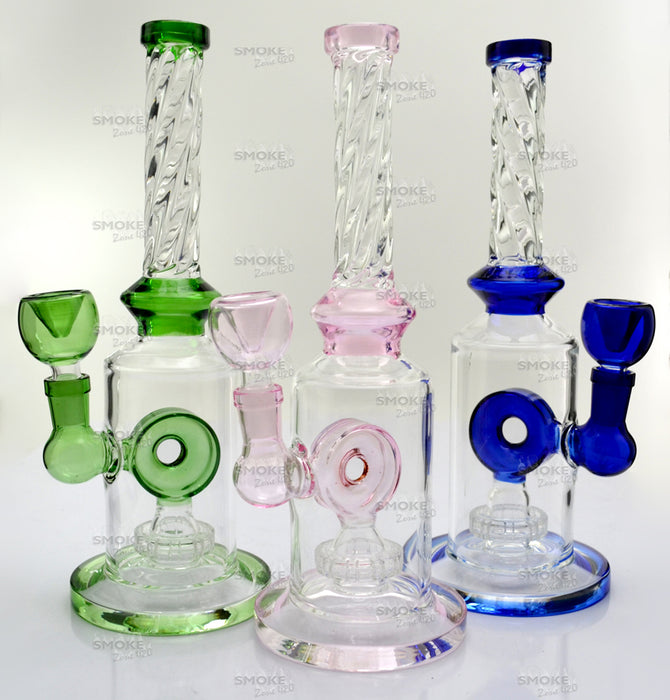 10" Twisted Glass Shower & Ring Perc Water Pipe - SmokeZone 420