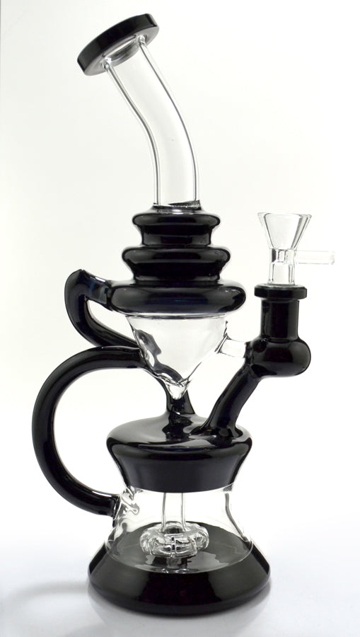 10" Black & Clear Recycler Water Pipe - SmokeZone 420