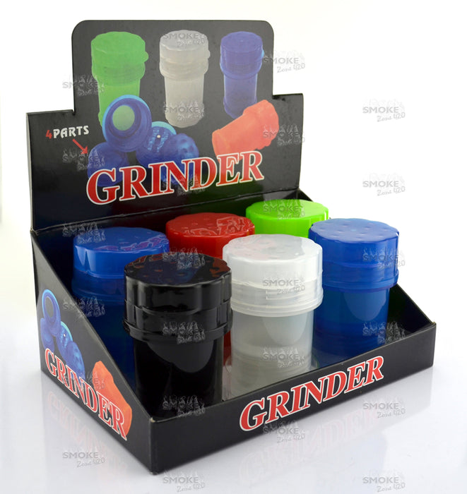 4 Part Plastic Smell Proof Grinder (6pcs) - SmokeZone 420