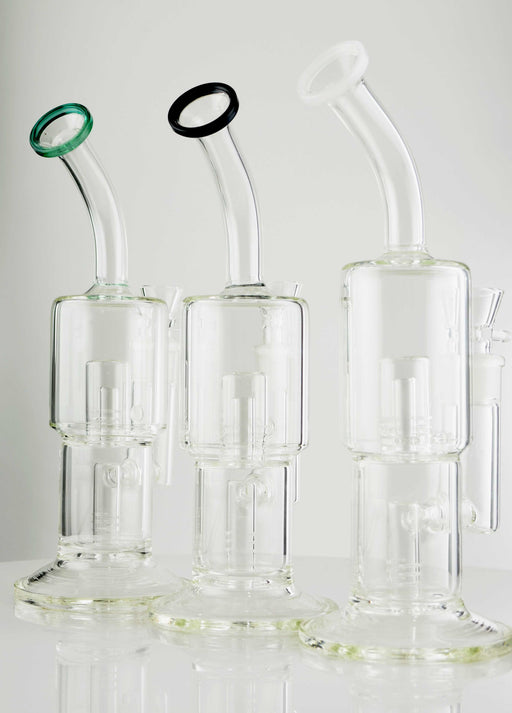 10 Inch Double Dome Perk Water Pipe (Assorted Colors) - SmokeZone 420