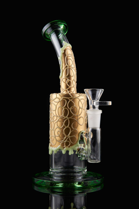 9" Curved Mouth Honeycomb Glow In The Dark Dab Rig - SmokeZone 420
