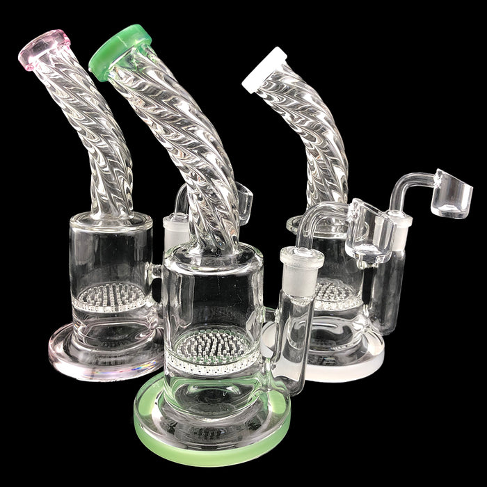 8" Curved Twisted Neck Honeycomb Dab Rig - SmokeZone 420