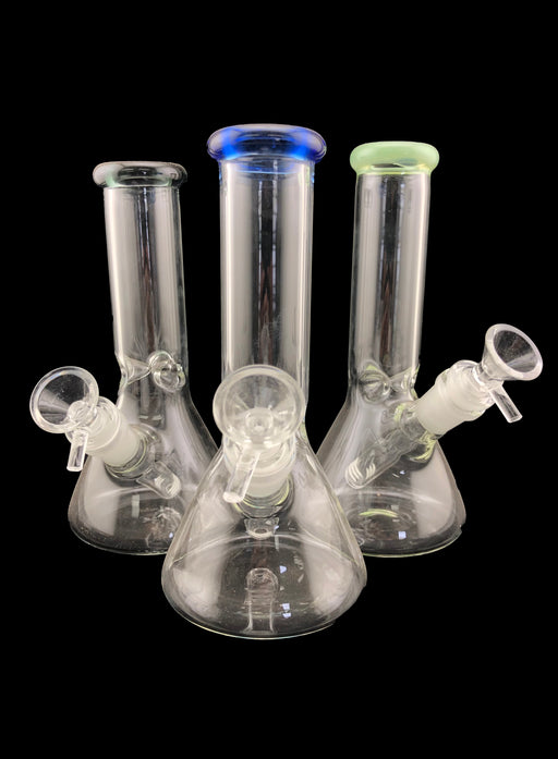 8" Clear & Color Mouth Beaker Water Pipe - SmokeZone 420