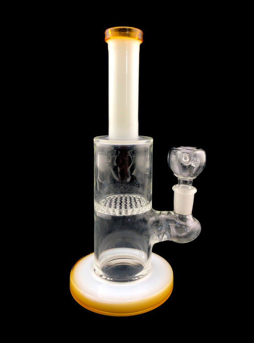 8.5" Straight White Tube Honeycomb Perc Water Pipe - SmokeZone 420