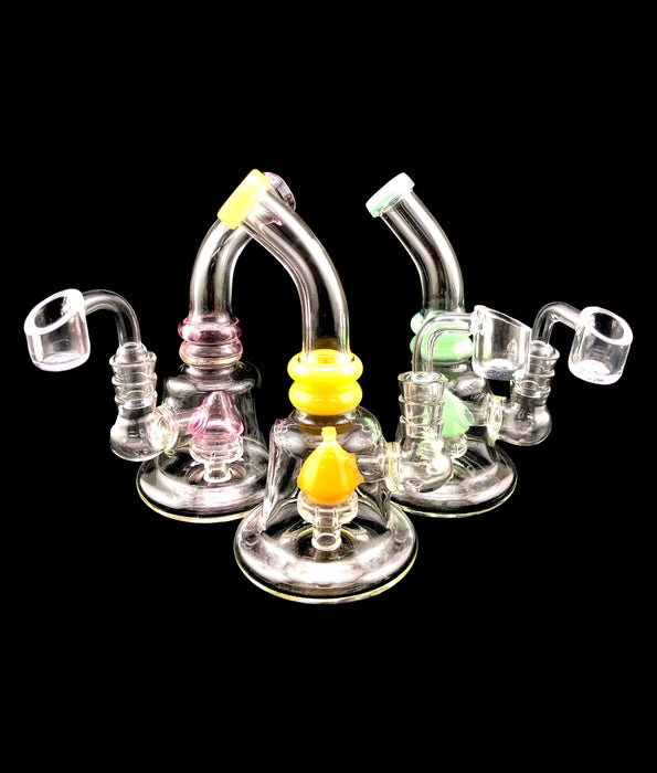 6.5" Clear Curved Mouth Double Ring Dab Rig - SmokeZone 420