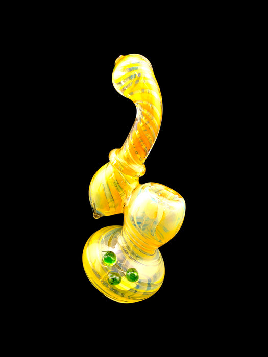 7" Gold Twisted Fumed Sherlock Bubbler - SmokeZone 420