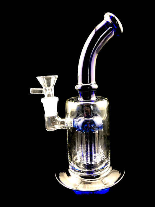 9" Blue Curved Mouth Tree Perc Water Pipe - SmokeZone 420