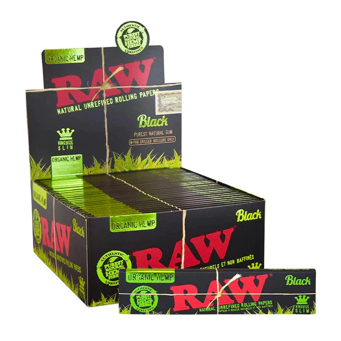 RAW Black Organic Hemp King Size Slim Rolling Paper - SmokeZone 420