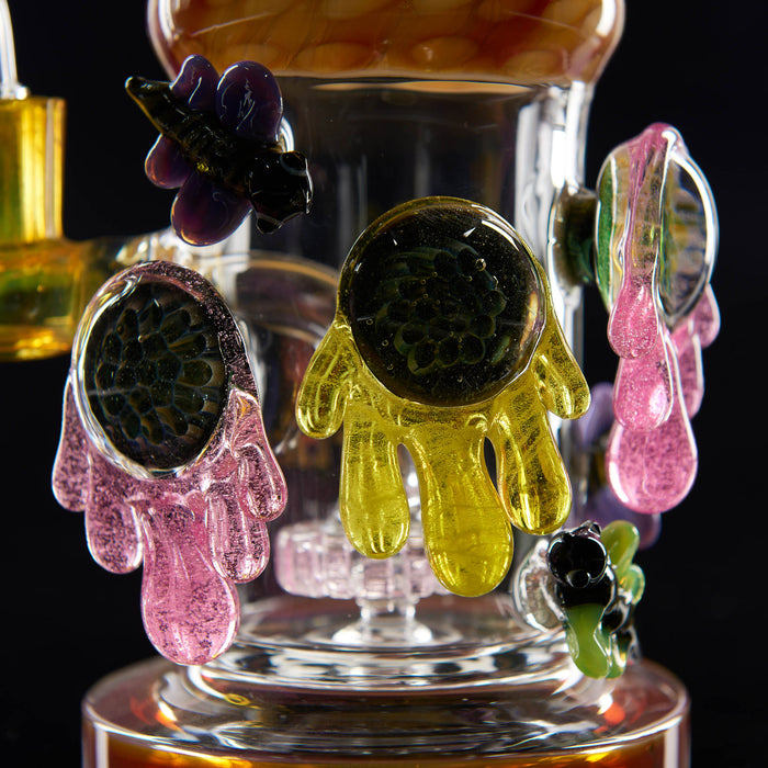 10" Tattoo Glass Honeycomb Drip Heady Dab Rig - SmokeZone 420