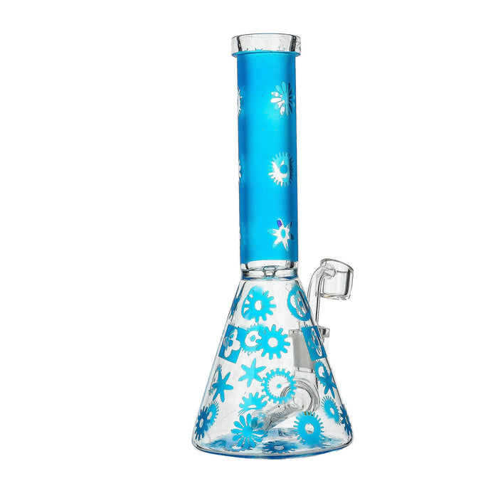 9" Inline Beaker Base Frosted Color Dab Rig - SmokeZone 420