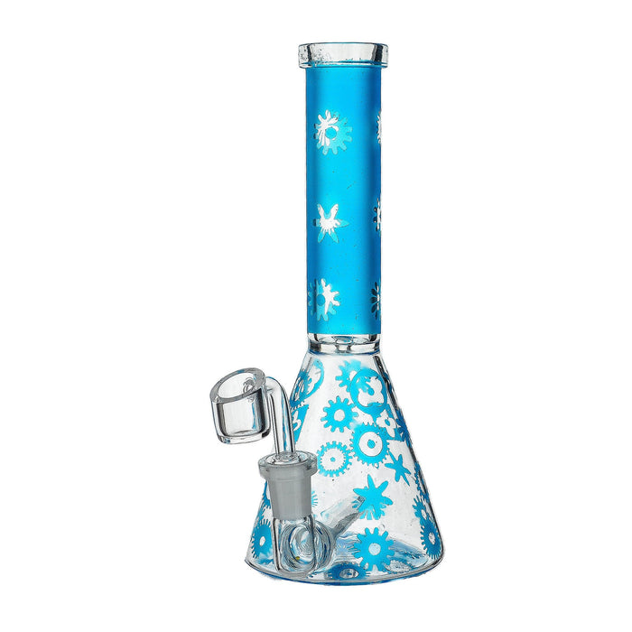 9" Inline Beaker Base Frosted Color Dab Rig - SmokeZone 420