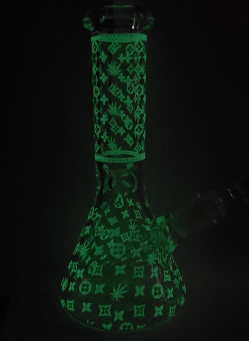 9" Glow In The Dark Frosted Designer Water Pipe - SmokeZone 420