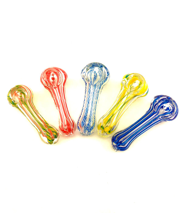 3" Clear Glass Striped Color Hand Pipes - SmokeZone 420
