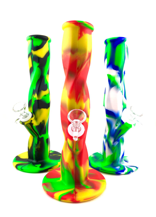 10" Twisted Silicone Water Pipe - SmokeZone 420