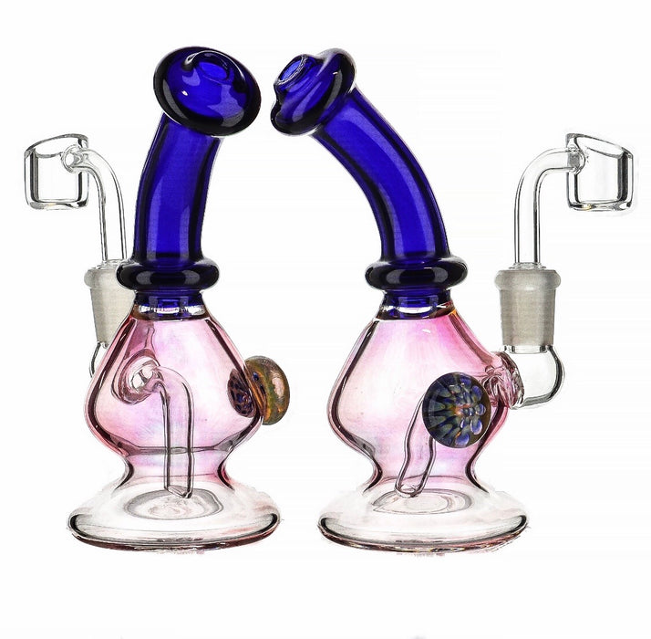 7" Rose Gold Body Blue Mouth Dab Rig - SmokeZone 420