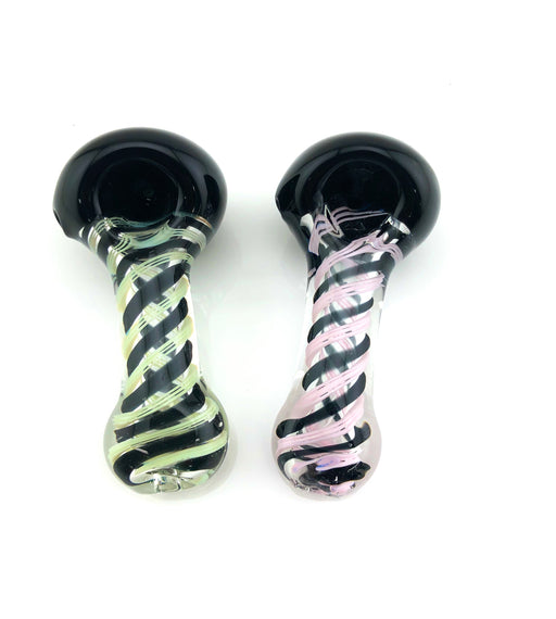 3.5" Black Tube Twisted Slime Color Hand Pipe - SmokeZone 420
