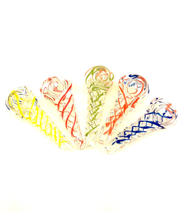 3" Clear & Twist Color Twisted Hand Pipes - SmokeZone 420