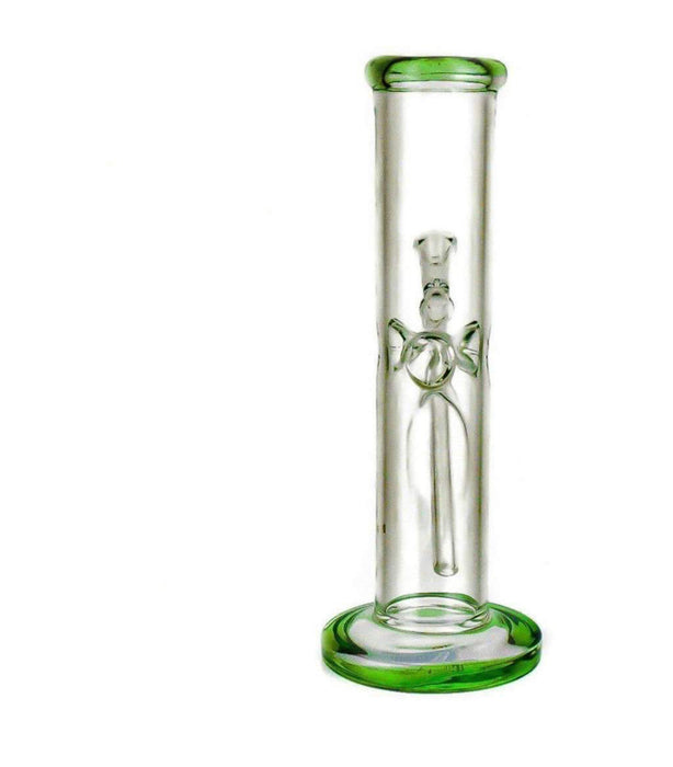 8" Green Mouth & Base Straight Tube Water Pipe - SmokeZone 420
