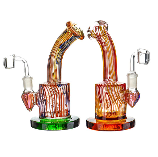 8" Fancy Full Swirl Color Bent Mouth Dab Rig - SmokeZone 420