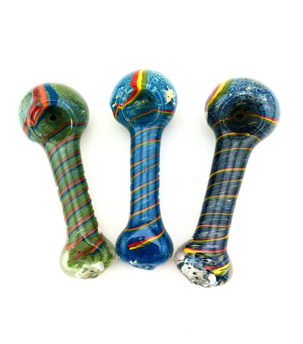 5" Frit & Twist Color Flat Mouth Hand Pipe - SmokeZone 420