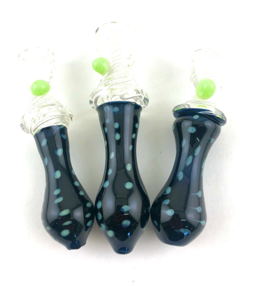 4.5" Black Tube Slime Bead Glass Chillum - SmokeZone 420