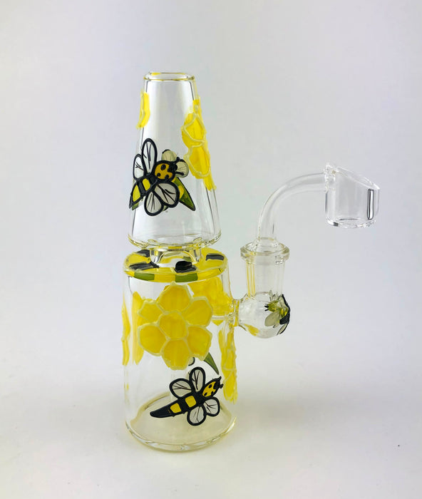 6.5" Glow In The Dark Cone Shape Bumble Bee Dab Rig - SmokeZone 420