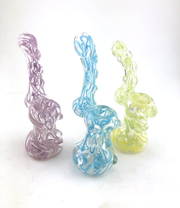 7" Glass Striped Twisted Slime Color Sherlock Bubbler - SmokeZone 420