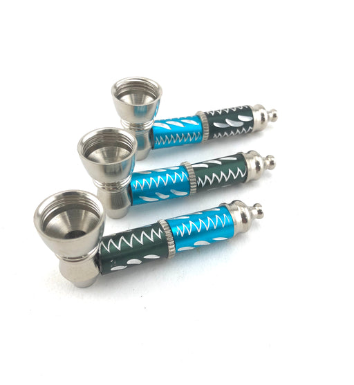 2.5" Two Color Diamond Cut Metal Pipe (4 Pack) - SmokeZone 420