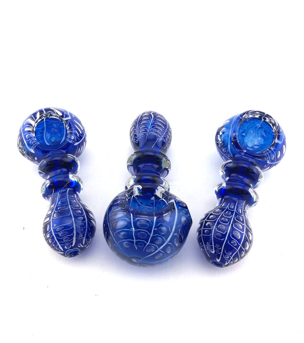 3.5" Blue Double Ring Air Pocket Hand Pipe - SmokeZone 420