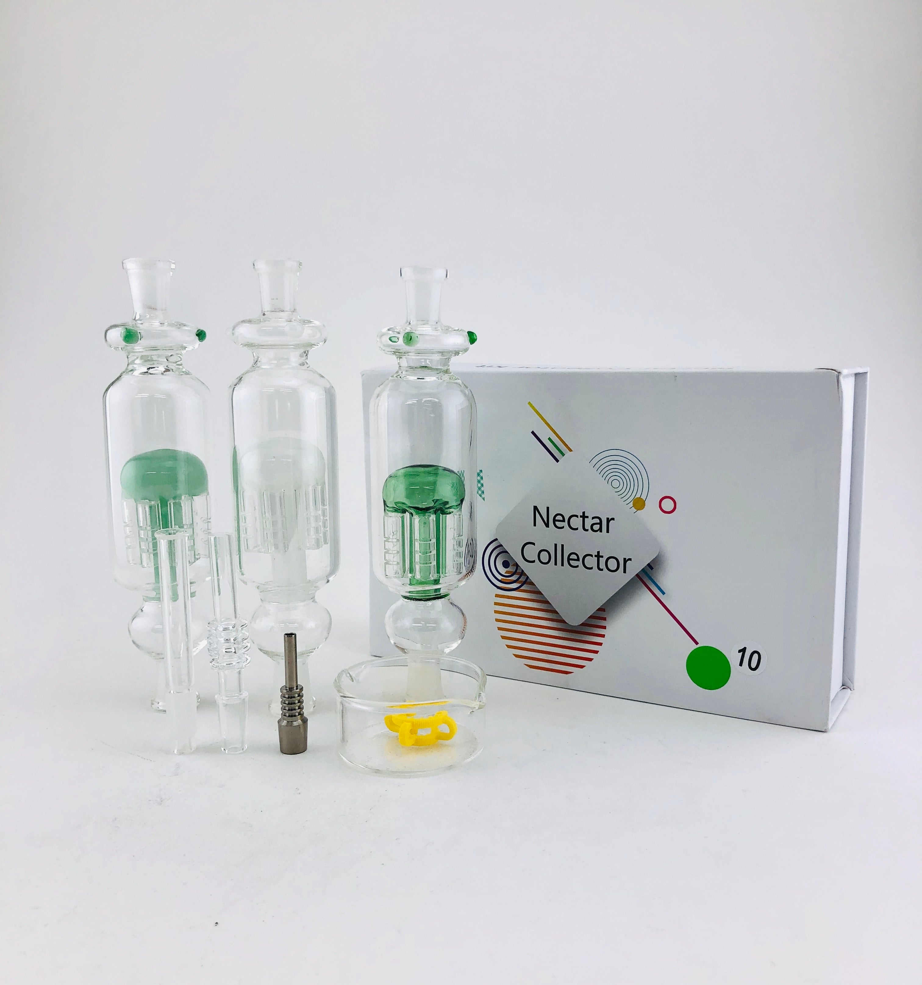 On Point Glass - 7 10mm Silicone Showerhead Perc Nectar Collector Box Set