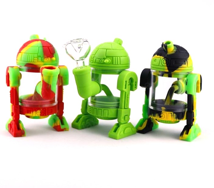 Silicon R2D2 Robot Water Pipe (Assorted Color) - SmokeZone 420